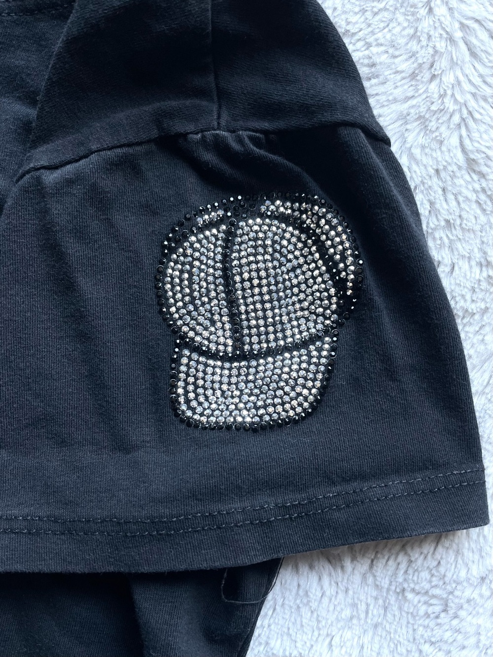 Black Rhinestone Cap Graphic Tee - Picture 4 of 5
